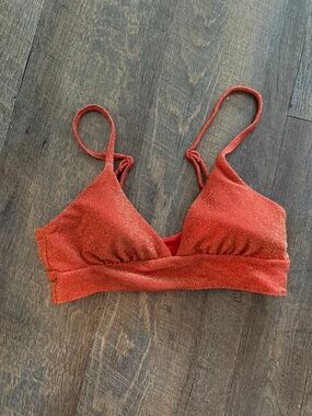 Sparkle Red-Orange Women's Bikini Top
